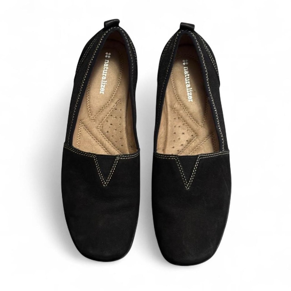 Naturalizer Black Mixed-Material Comfort Flats | Women’s Size 9.5M